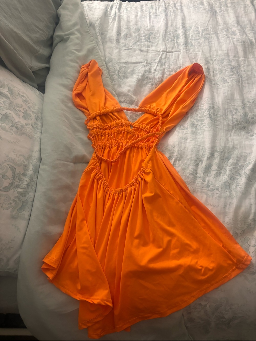 Bright Orange Ruched Sundress